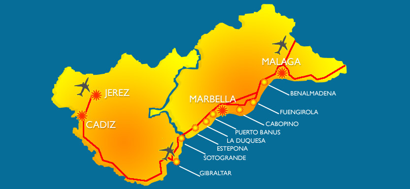 Mapa Costa del Sol Hiszpania Andaluzja