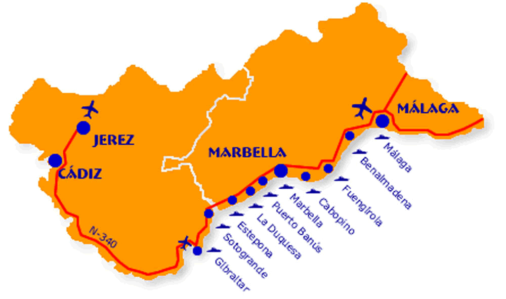 Costa del Sol Hiszpania mapa
